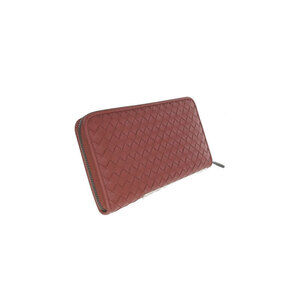 Bottega Veneta zipper round red leather wallet